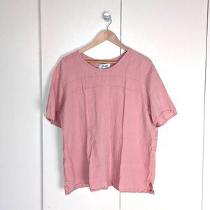 VTG Flax by Jeanne Engelhart Linen Top Baby Pink Short Sleeve Shirt Sz M
